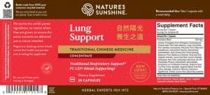 Nature's Sunshine Lung Support label