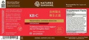 Nature's Sunshine KB-C TCM Label