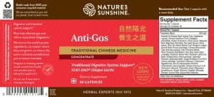 Nature's Sunshine Anti-Gas TCM Label