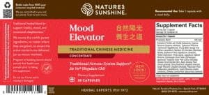 Etiqueta TCM de Nature's Sunshine Mood Elevator