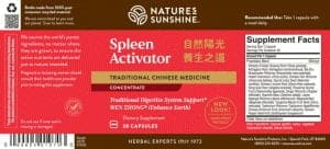 Nature's Sunshine Spleen Activator TCM Label