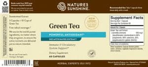 Nature's Sunshine Green Tea Extract Label