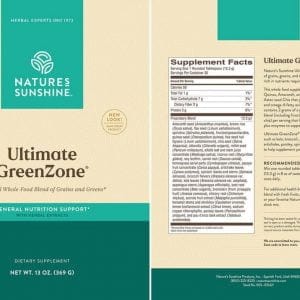 Etiqueta de Nature's Sunshine Ultimate Greenzone