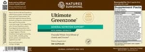 Etiqueta de Nature's Sunshine Ultimate Greenzone