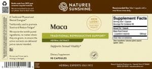 Nature's Sunshine Maca Label