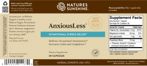 Etiqueta de Nature's Sunshine AnxiousLess