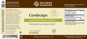 Nature's Sunshine Cordyceps Label