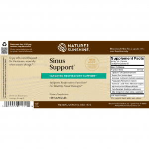 Natures Sunshine Sinus Support Label