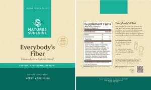 Nature's Sunshine Everybody's Fiber Label