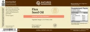 Nature's Sunshine Flax Seed Oil Label