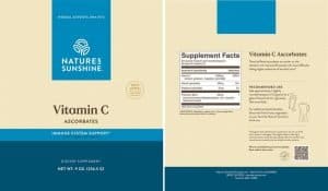 Nature's Sunshine Vitamin C Ascorbates Label