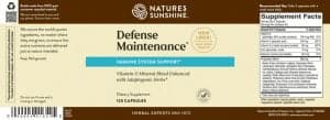 Etiqueta de mantenimiento de Nature's Sunshine Defense