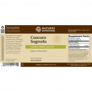 Nature's Sunshine Cascara Sagrada Label