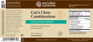 Nature's Sunshine Cat's Claw Combination Label