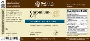 Nature's Sunshine Chromium-GTF Label