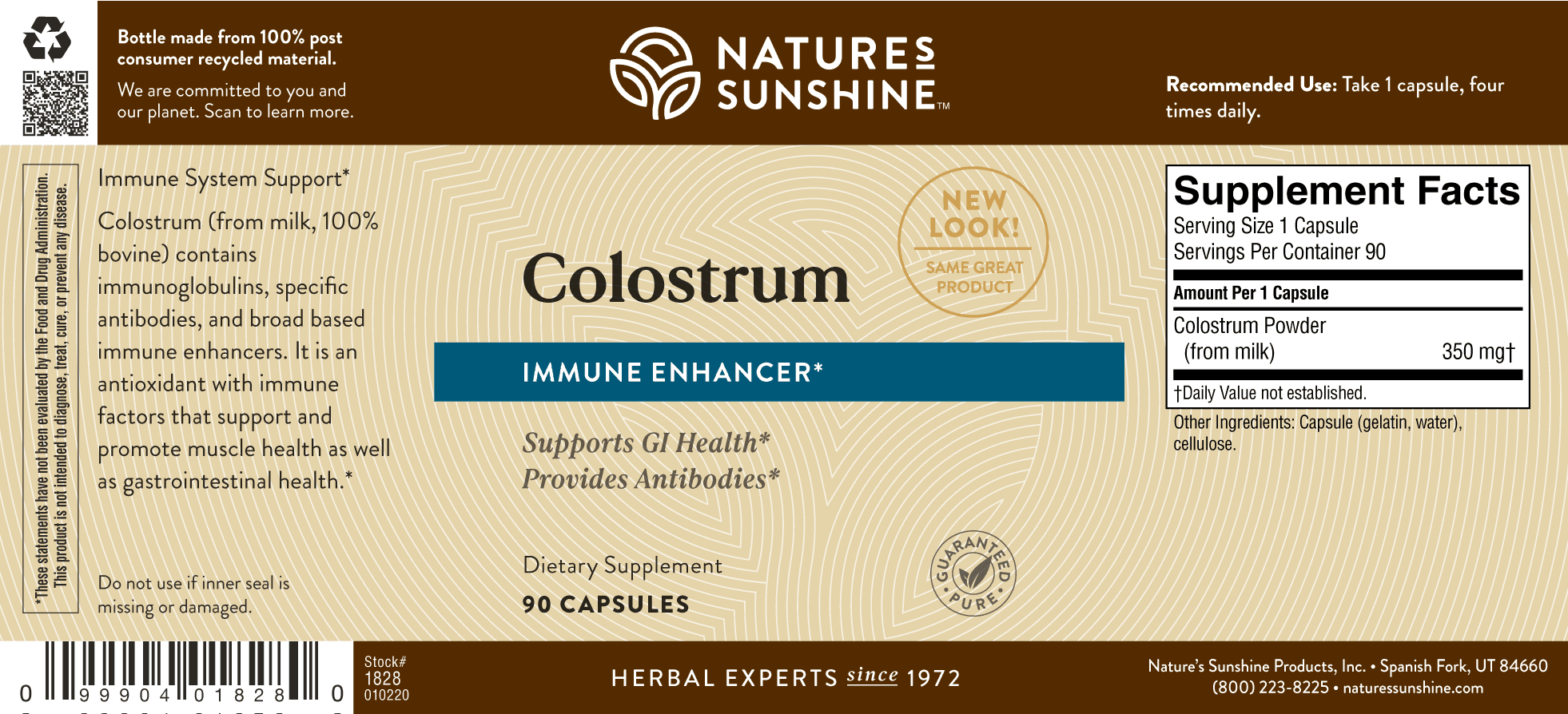 Nature's Sunshine Colostrum Label