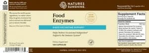 Etiqueta de Nature's Sunshine Food Enzymes