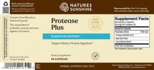 Etiqueta de Nature's Sunshine Protease Plus