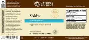 Nature's Sunshine SAM-e label