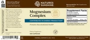 Nature's Sunshine magnesium complex label