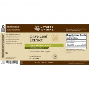 Natures Sunshine Olive Leaf Extract Label