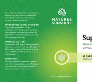 Etiqueta de Nature's Sunshine Super Trio