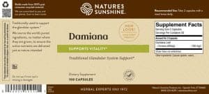 Nature's Sunshine Damiana Label