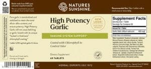 Etiqueta de Nature's Sunshine High Potency Garlic