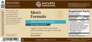 Etiqueta de Natures Sunshine Men's Formula