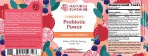Nature's Sunshine Children's Probiotic Label