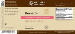 Nature's Sunshine Horsetail Label