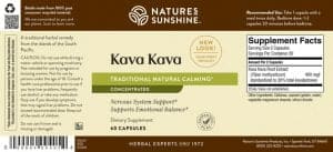 Etiqueta de Nature's Sunshine Kava Kava