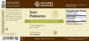 Nature's Sunshine Saw Palmetto Label