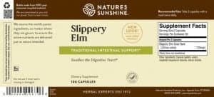 Nature's Sunshine Slippery Elm Label