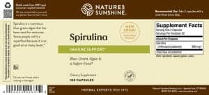 Etiqueta de la espirulina de Nature's Sunshine