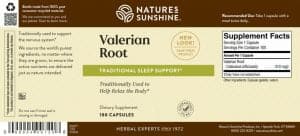 Nature's Sunshine Valerian Root label