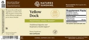 Nature's Sunshine Yellow Dock Label