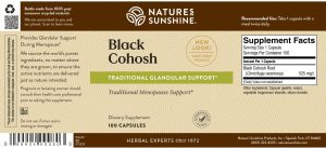 Nature's Sunshine Black Cohosh Label