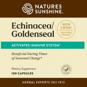 Nature's Sunshine Echinacea/ Etiqueta del Sello de Oro