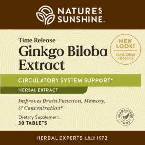 Etiqueta de Nature's Sunshine Time Release Ginkgo Biloba Extract