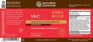 Nature's Sunshine VS-C TCM Label