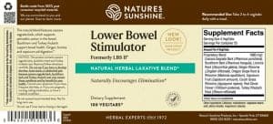 Nature's Sunshine Lower Bowel Stimulator Label