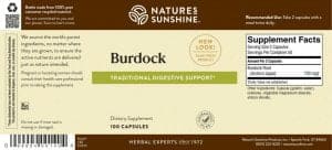 Nature's Sunshine Burdock Label