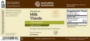 Nature's Sunshine Time Release Milk Thistle Label