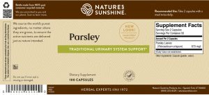 Nature's Sunshine Parsley Label