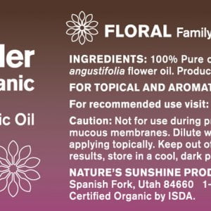Nature's Sunshine Essential Oil Label lavender