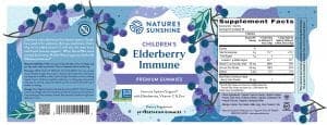 Nature's Sunshine Children's Elderberry Immune Label