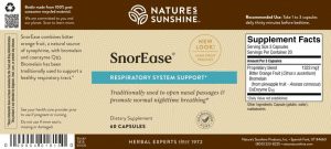 Nature's Sunshine SnorEase Label