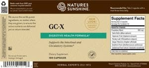 Etiqueta GC-X de Nature's Sunshine