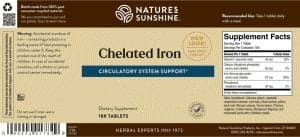 Nature's Sunshine Chelated Iron Label